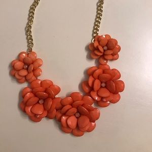 Coral flower statement necklace